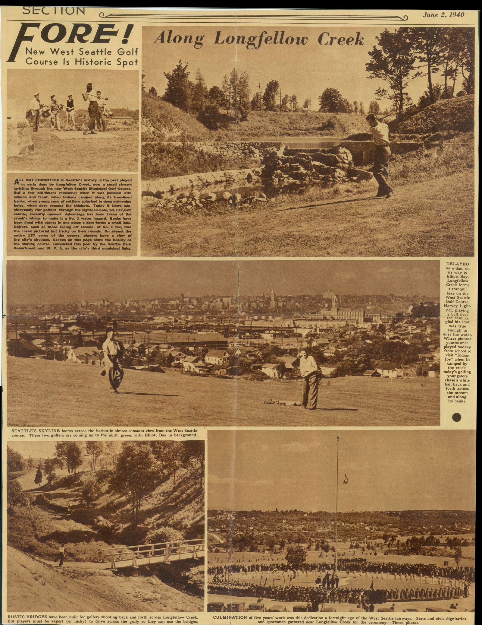 West Seattle Golf Course Opening Day newspaper article